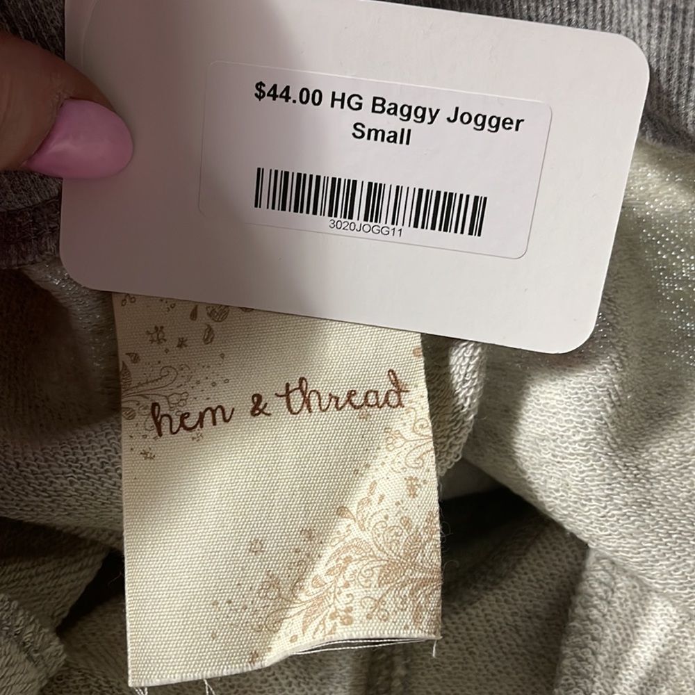 Hem & Thread Gray Baggy Athletic Jogger, NWT, SZ Small thru Large - Picture 7 of 7